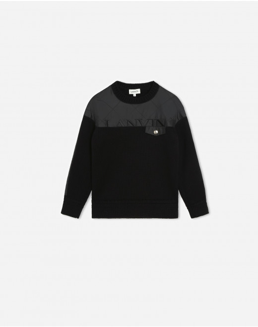 BI-MATERIAL JUMPER WITH POCKET