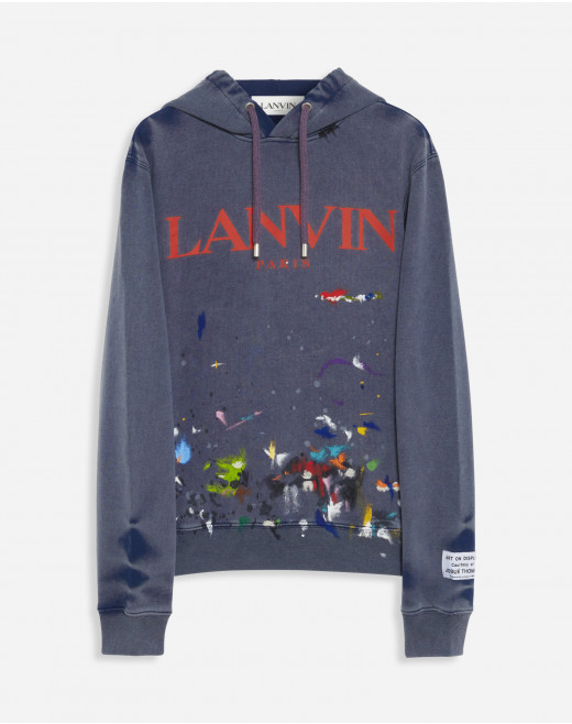 LOGO HOODIE LANVIN X GALLERY DEPT. WITH A WORN EFFECT AND PAINT MARKS
