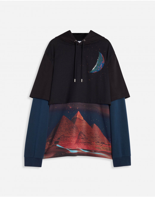 HOODED SWEATER WITH SCI-FI PRINT