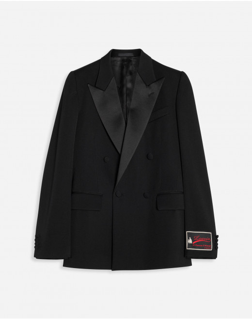 DOUBLE-BREASTED TUXEDO JACKET WITH CONTRASTING PANELS