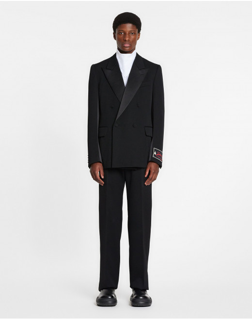 DOUBLE-BREASTED TUXEDO JACKET WITH CONTRASTING PANELS