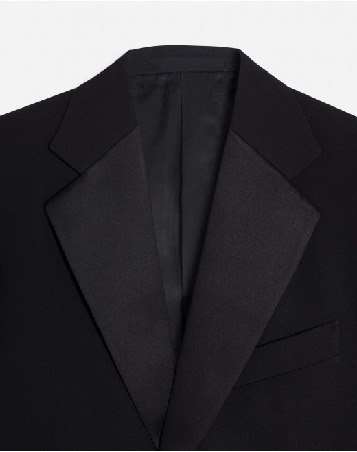 SINGLE-BREASTED FLAP POCKETS JACKET WITH SATIN LAPELS