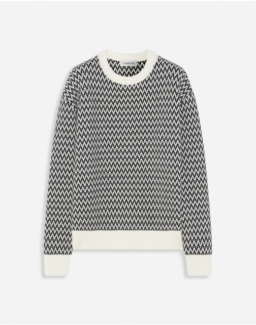 CURB HERRINGBONE CREWNECK SWEATER IN MERINO WOOL