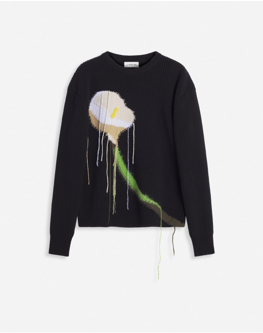 INTARSIA WOOL AND CASHMERE CREW-NECK SWEATER