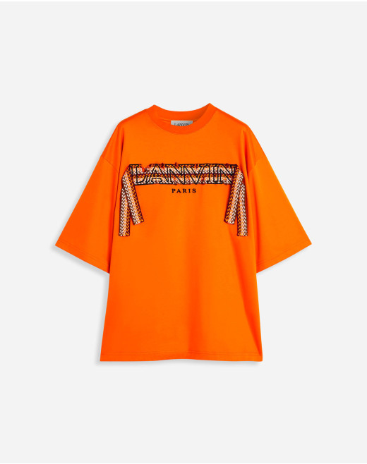 OVERSIZED EMBROIDERED CURB LACE T-SHIRT