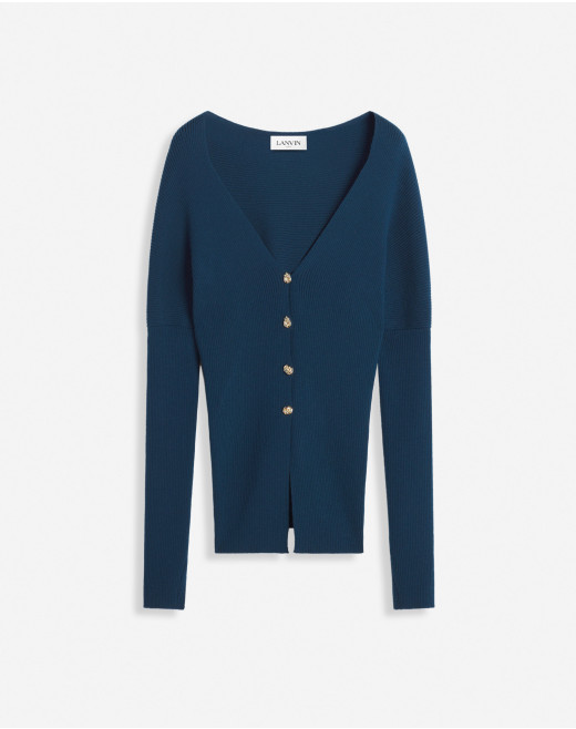 CARDIGAN CEINTRÉ CÔTELÉ ÉPAULES NUES