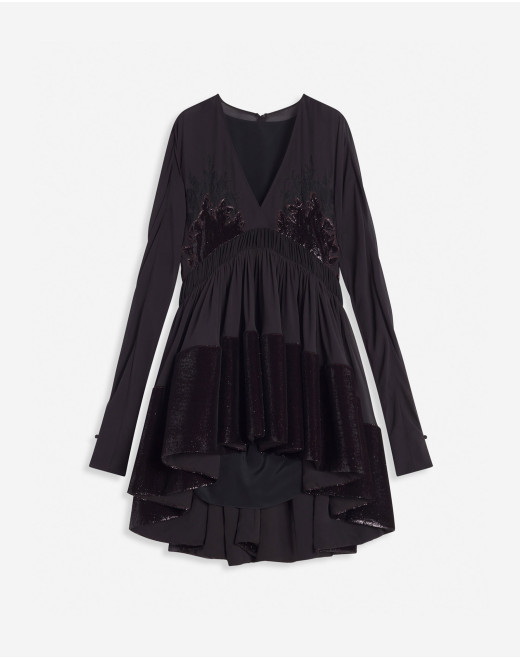 VELVET V-NECK SHORT DRESS