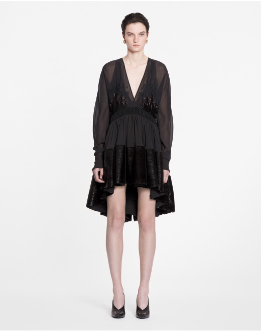 VELVET V-NECK SHORT DRESS