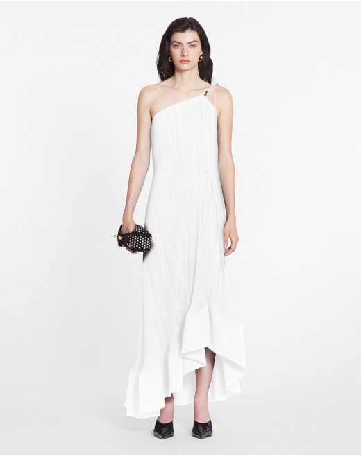 LONG ASYMMETRICAL PLEATED DRESS