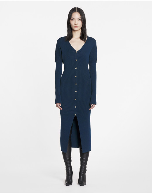LONG LOW-CUT KNIT DRESS