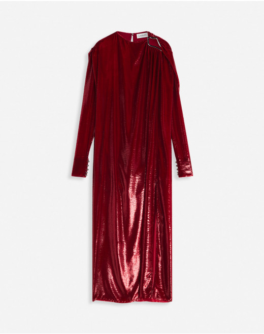 LONG-SLEEVE DRAPED DRESS