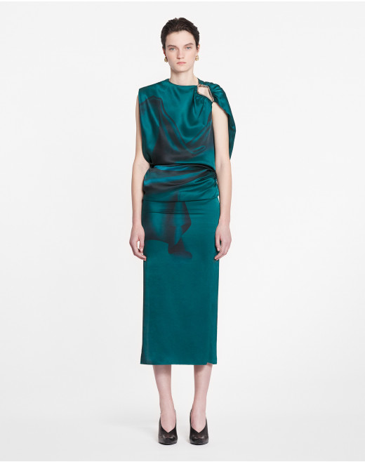 DRAPED-EFFECT LONG DRESS