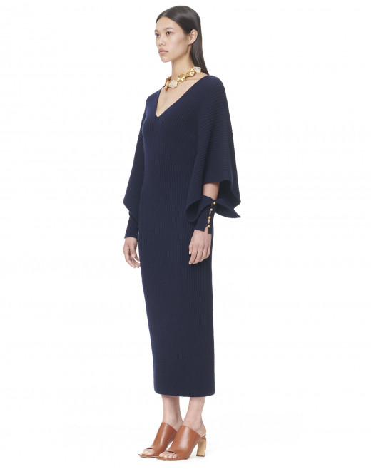 CASHMERE AND WOOL DRESS WITH CUTOUT SLEEVES