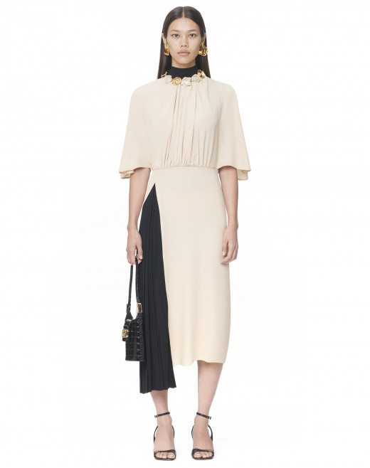SHORT SLEEVES SILK DRESS