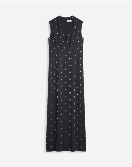 SLEEVELESS V NECK WRAP DRESS IN SATIN