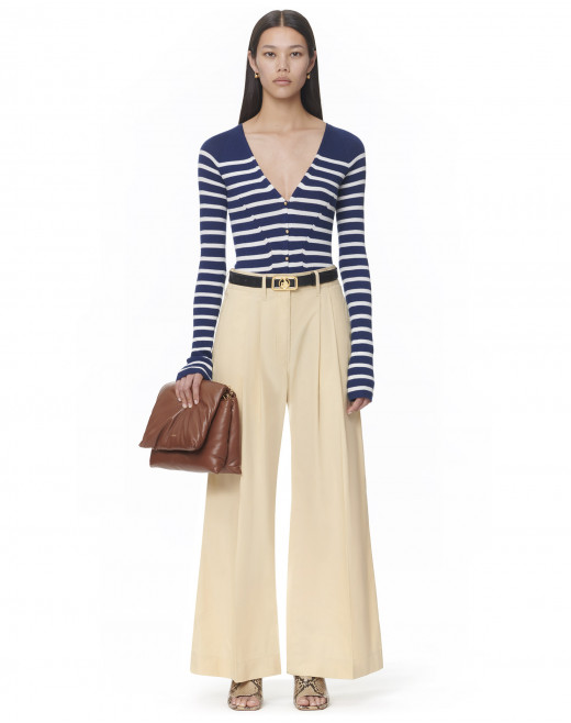CASHMERE AND SILK STRIPED CARDIGAN 