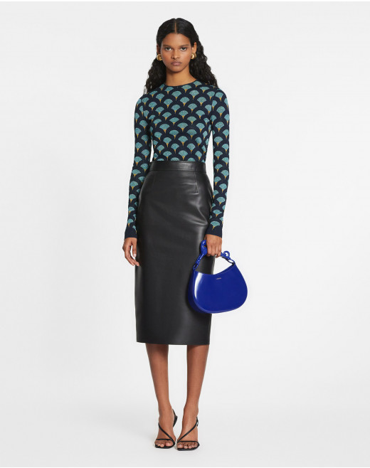 LEATHER MIDI PENCIL SKIRT