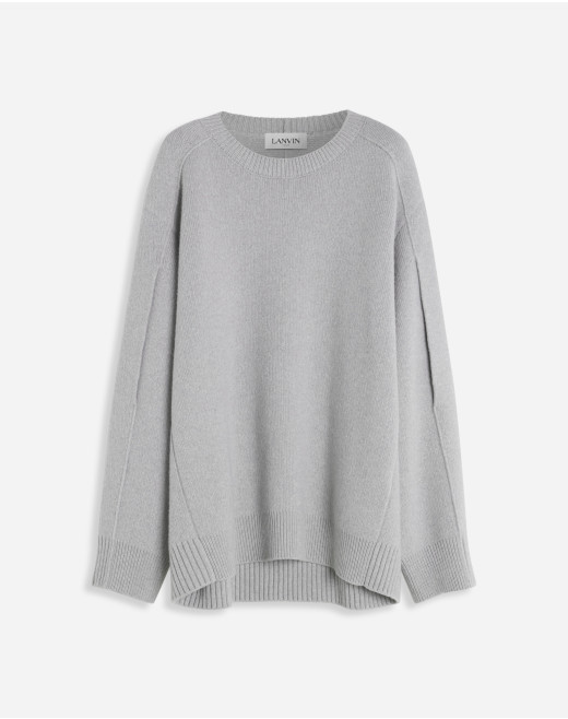 ROUND NECK CAPE BACK JUMPER IN WOOL AND CASHMERE 