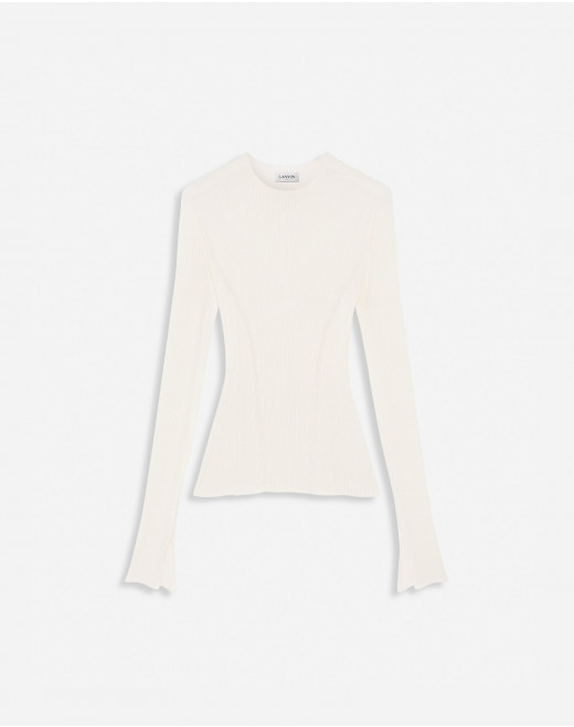 RIBBED SILK AND CASHMERE ROUND-NECK TOP