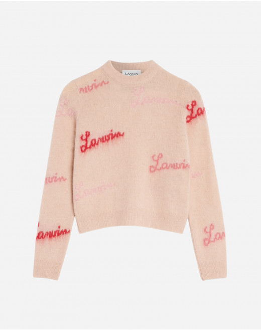 ALPACA AND MOHAIR INTARSIA SWEATER WITH ALL-OVER LANVIN PRINT
