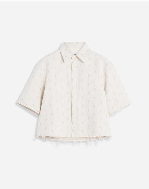 BOXY DENIM SHIRT WITH EMBROIDERY