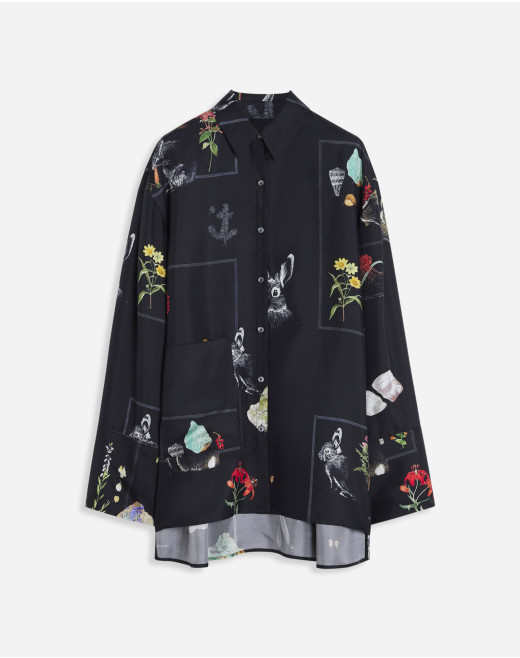 CHEMISE DÉCONTRACTÉE OVERSIZE À MANCHES LONGUES ET IMPRIMÉ BOTANICA