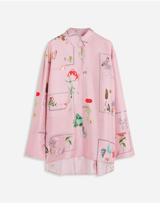 CHEMISE DÉCONTRACTÉE OVERSIZE À MANCHES LONGUES ET IMPRIMÉ BOTANICA