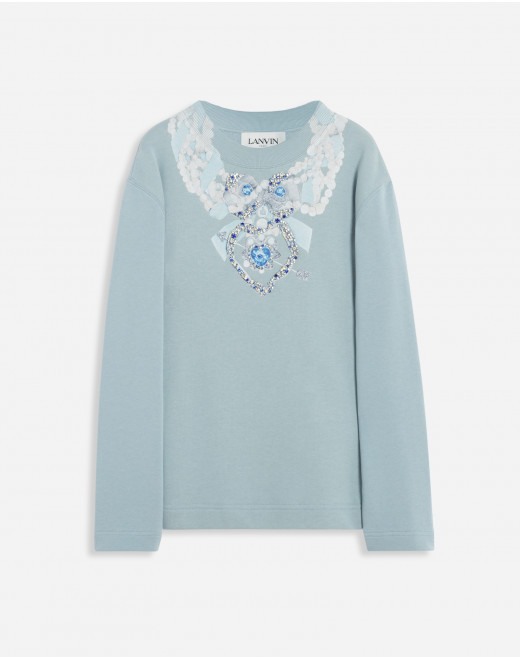 SWEATSHIRT WITH EMBROIDERY NECKLACE