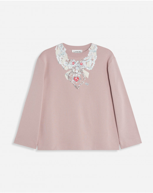 SWEATSHIRT WITH EMBROIDERY NECKLACE
