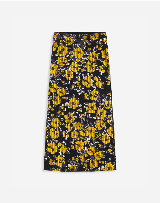 PRINTED SILK AND COTTON MIDI SKIRT