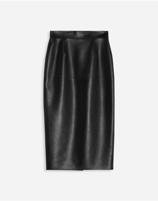 LEATHER MIDI PENCIL SKIRT