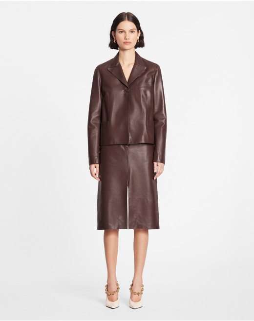 STRAIGHT LEATHER MIDI SKIRT