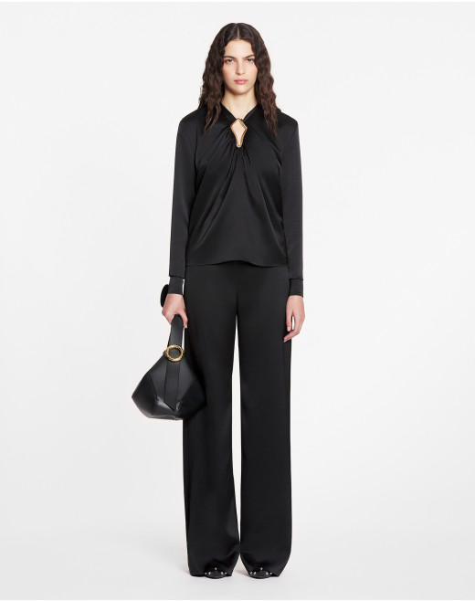 DRAPED TOP WITH EYELET DETAIL