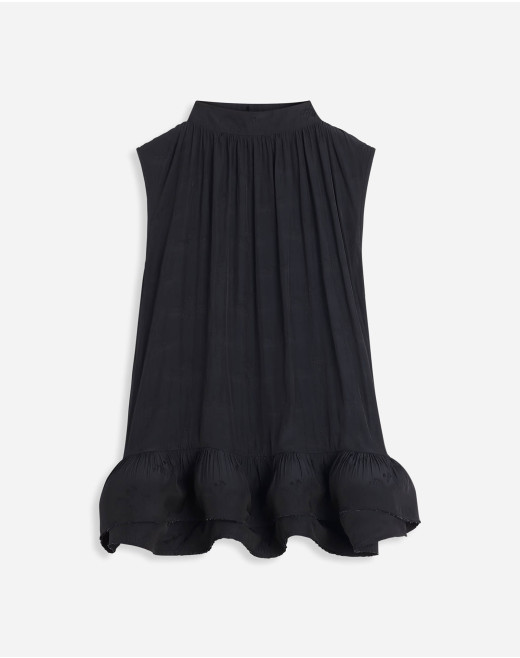 SLEEVELESS JACQUARD CHARMEUSE TOP