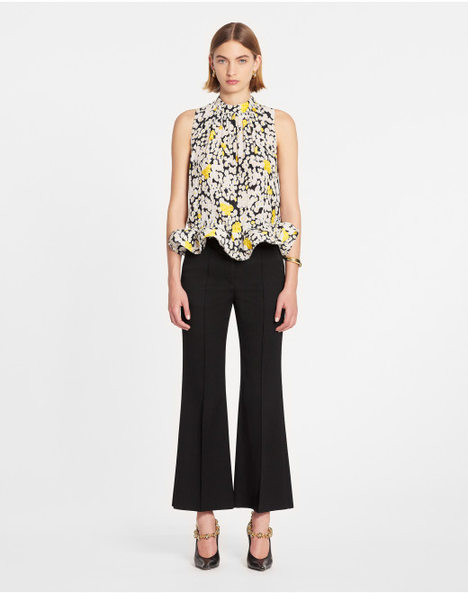 SLEEVELESS PRINTED CHARMEUSE TOP