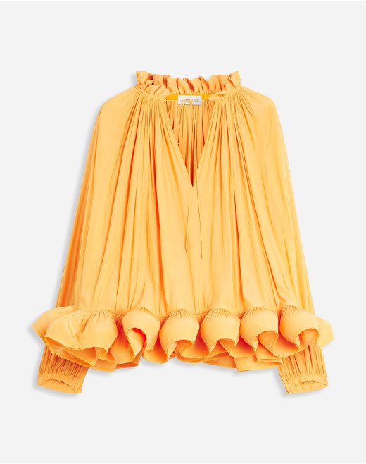 LONG-SLEEVE CHARMEUSE BLOUSE