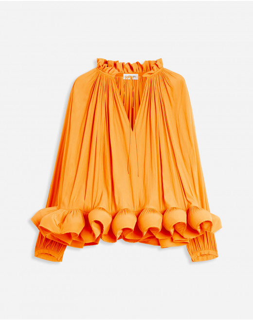 LONG-SLEEVE CHARMEUSE BLOUSE