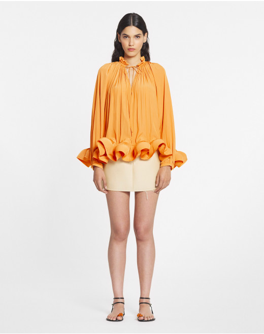 LONG-SLEEVE CHARMEUSE BLOUSE