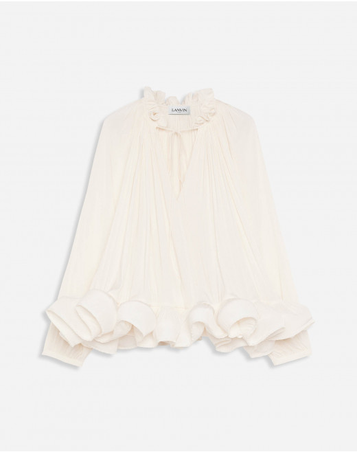 LONG-SLEEVE CHARMEUSE BLOUSE