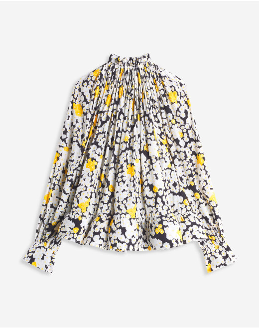 PRINTED CHARMEUSE BLOUSE WITH LONG SLEEVES