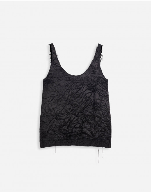 CRINKLED SATIN TANK