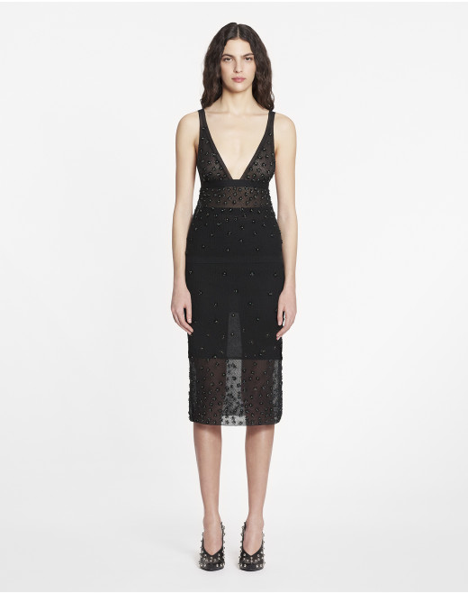 SHEER EMBROIDERED-MESH TANK TOP