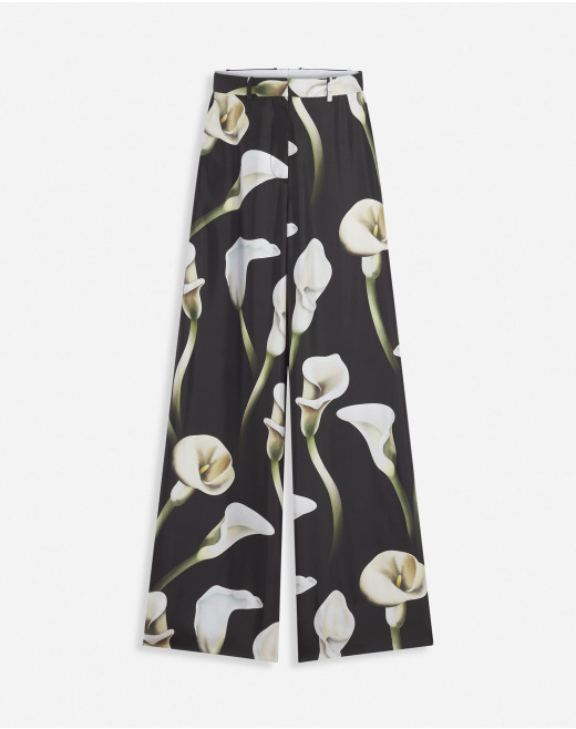 WIDE-LEG CALLA LILY PRINT PANTS