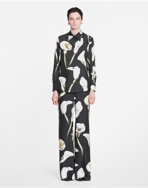 WIDE-LEG CALLA LILY PRINT PANTS