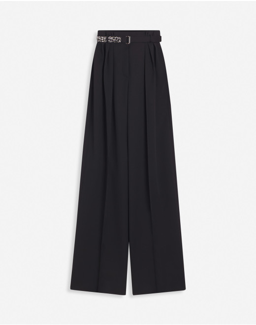 EMBROIDERED WIDE-LEG PANTS