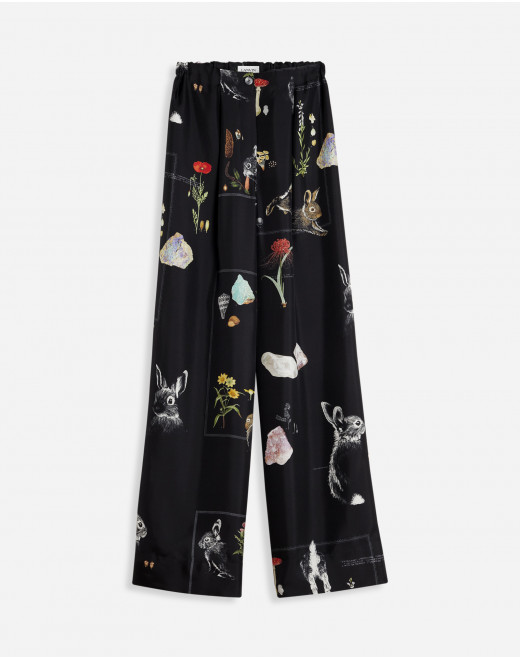 PANTALON FLUIDE IMPRIMÉ À JAMBES LARGES EN SOIE