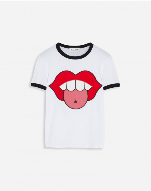 T-SHIRT WITH APPLIED ARTWORK AND CONTRASTING EDGES