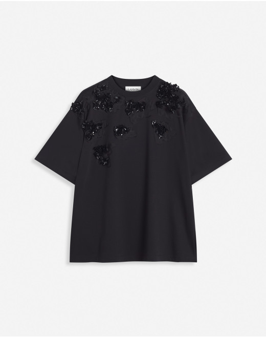 OVERSIZED T-SHIRT WITH FLORAL EMBROIDERY