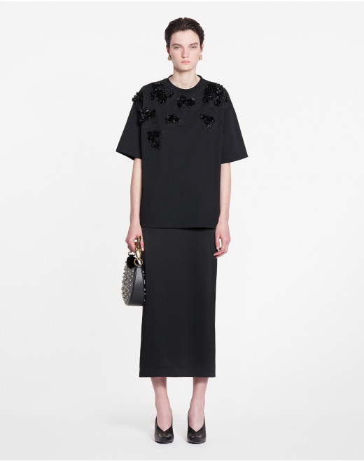 OVERSIZED T-SHIRT WITH FLORAL EMBROIDERY