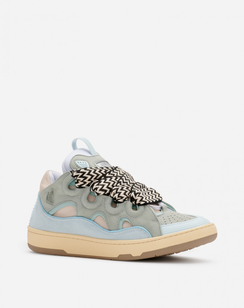 Leather Curb Sneakers Light Blue | Lanvin